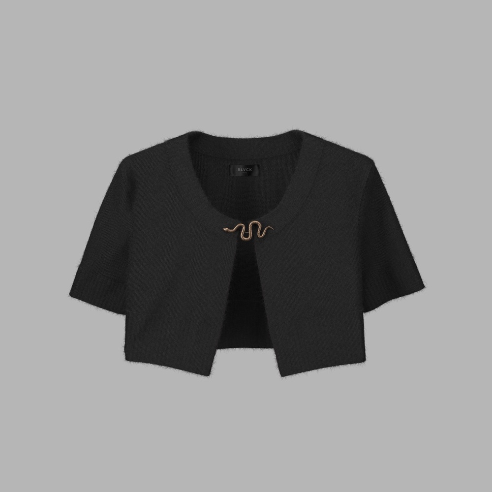 Blvck Paris Knit Cropped Cardigan size S sexy new with tags gold snake